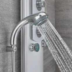 Milano Baya - Modern Exposed Aluminium Thermostatic Shower Tower Panel With Rainfall Shower Head&44 Hand Shower Handset And Body Jets - Chrome -Home Sale Shop 1302744 4