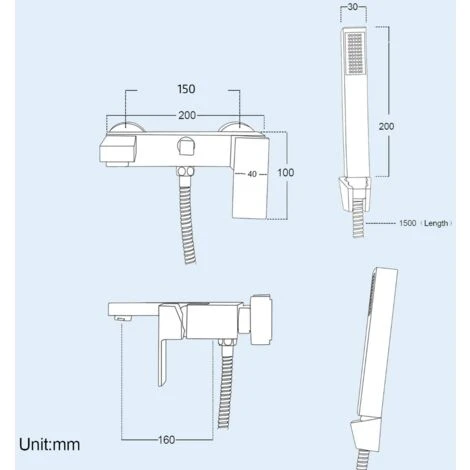 Brayton Modern Wall Mounted Bath Shower Mixer Tap With Handset Kit 7 Brayton Modern Wall Mounted Bath Shower Mixer Tap With Handset Kit - Image 5