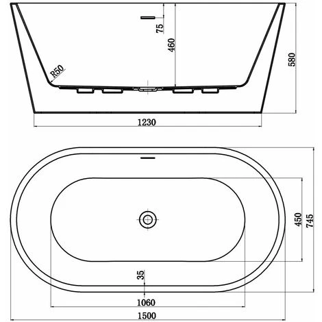 Luxury Evettes Modern Freestanding Bath 1500mm Acrylic Built In Waste White 6 Luxury Evettes Modern Freestanding Bath 1500mm Acrylic Built In Waste White - Image 4