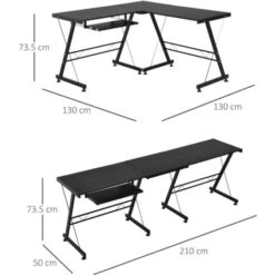 HOMCOM L Shape Desk Straight Corner Table Office Gaming Laminated Sturdy Black -Home Sale Shop 13803491 5