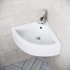 Tulla 670 X 470mm Cloakroom Large Quarter Circle Corner Wall Hung Basin Sink -Home Sale Shop 14627802 3