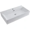 Milano Elswick - Modern White Ceramic Rectangular Countertop Or Wall Mounted Bathroom Basin Sink – 750mm X 420mm 2 Milano Elswick - Modern White Ceramic Rectangular Countertop Or Wall Mounted Bathroom Basin Sink – 750mm X 420mm -Home Sale Shop 15473693 1