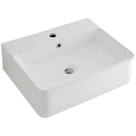 Milano Farington - Modern 520mm X 420mm White Ceramic Rectangular Countertop Wall Mounted Hung Bathroom Basin Sink – Basin Only 3 Milano Farington - Modern 520mm X 420mm White Ceramic Rectangular Countertop Wall Mounted Hung Bathroom Basin Sink – Basin Only