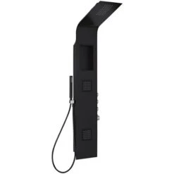 Milano Orton - Modern Thermostatic Shower Tower Panel With Rainfall Shower Head&44 Hand Shower Handset And Body Jets – Black