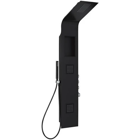 Milano Orton - Modern Thermostatic Shower Tower Panel With Rainfall Shower Head&44 Hand Shower Handset And Body Jets – Black 3 Milano Orton - Modern Thermostatic Shower Tower Panel With Rainfall Shower Head&44 Hand Shower Handset And Body Jets – Black