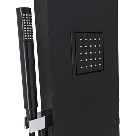Milano Orton - Modern Thermostatic Shower Tower Panel With Rainfall Shower Head&44 Hand Shower Handset And Body Jets – Black 4 Milano Orton - Modern Thermostatic Shower Tower Panel With Rainfall Shower Head&44 Hand Shower Handset And Body Jets – Black - Image 2