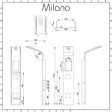 Milano Orton - Modern Thermostatic Shower Tower Panel With Rainfall Shower Head&44 Hand Shower Handset And Body Jets – Black 7 Milano Orton - Modern Thermostatic Shower Tower Panel With Rainfall Shower Head&44 Hand Shower Handset And Body Jets – Black - Image 5
