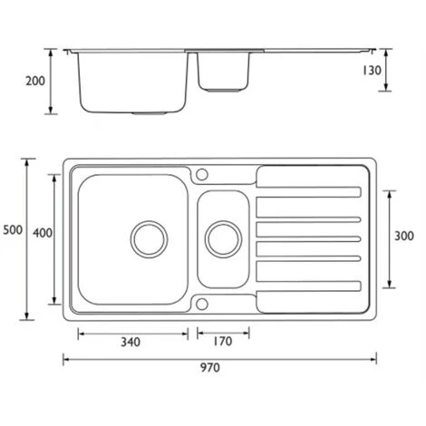 Bristan Index Easyfit 1.5 Bowl Universal Kitchen Sink 970mm L X 500mm W - Stainless Steel 4 Bristan Index Easyfit 1.5 Bowl Universal Kitchen Sink 970mm L X 500mm W - Stainless Steel - Image 2