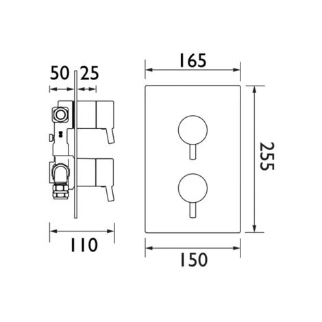 Bristan Prism Thermostatic Recessed Dual Control Shower Valve With Two Outlet Diverter - Chrome 4 Bristan Prism Thermostatic Recessed Dual Control Shower Valve With Two Outlet Diverter - Chrome - Image 2