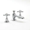 Milano Elizabeth - Traditional 3 Tap-Hole Basin Mixer Tap - Chrome & White (Crosshead Handles)