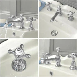 Milano Elizabeth - Traditional 3 Tap-Hole Basin Mixer Tap - Chrome & White (Crosshead Handles) 9 Milano Elizabeth - Traditional 3 Tap-Hole Basin Mixer Tap - Chrome & White (Crosshead Handles) -Home Sale Shop 15732038 3