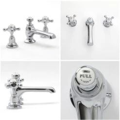 Milano Elizabeth - Traditional 3 Tap-Hole Basin Mixer Tap - Chrome & White (Crosshead Handles) 10 Milano Elizabeth - Traditional 3 Tap-Hole Basin Mixer Tap - Chrome & White (Crosshead Handles) -Home Sale Shop 15732038 4