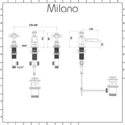 Milano Elizabeth - Traditional 3 Tap-Hole Basin Mixer Tap - Chrome & White (Crosshead Handles) 11 Milano Elizabeth - Traditional 3 Tap-Hole Basin Mixer Tap - Chrome & White (Crosshead Handles) -Home Sale Shop 15732038 5