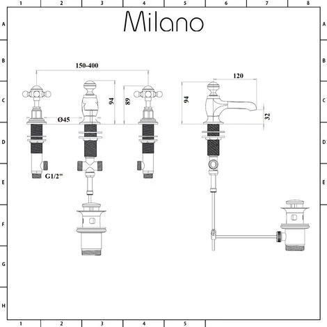 Milano Elizabeth - Traditional 3 Tap-Hole Basin Mixer Tap - Chrome & White (Crosshead Handles) 7 Milano Elizabeth - Traditional 3 Tap-Hole Basin Mixer Tap - Chrome & White (Crosshead Handles) - Image 5