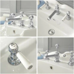 Milano Elizabeth - Traditional 3 Tap-Hole Basin Mixer Tap - Chrome & White (Lever Handles) 9 Milano Elizabeth - Traditional 3 Tap-Hole Basin Mixer Tap - Chrome & White (Lever Handles) -Home Sale Shop 15732039 3