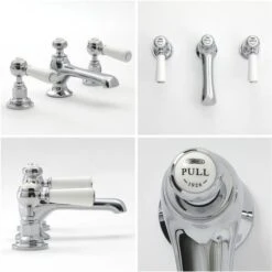 Milano Elizabeth - Traditional 3 Tap-Hole Basin Mixer Tap - Chrome & White (Lever Handles) 10 Milano Elizabeth - Traditional 3 Tap-Hole Basin Mixer Tap - Chrome & White (Lever Handles) -Home Sale Shop 15732039 4