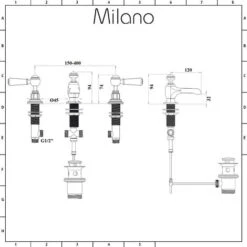 Milano Elizabeth - Traditional 3 Tap-Hole Basin Mixer Tap - Chrome & White (Lever Handles) 11 Milano Elizabeth - Traditional 3 Tap-Hole Basin Mixer Tap - Chrome & White (Lever Handles) -Home Sale Shop 15732039 5