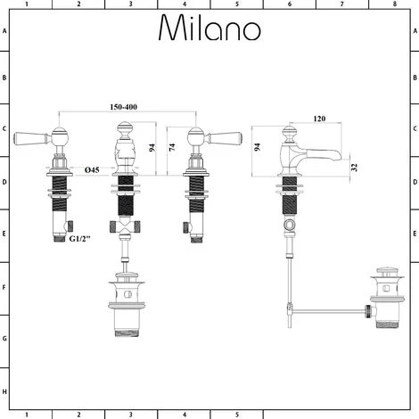Milano Elizabeth - Traditional 3 Tap-Hole Basin Mixer Tap - Chrome & White (Lever Handles) 7 Milano Elizabeth - Traditional 3 Tap-Hole Basin Mixer Tap - Chrome & White (Lever Handles) - Image 5