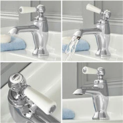 Milano Elizabeth - Traditional Mono Basin Mixer Tap With Lever Handle - Chrome & White 9 Milano Elizabeth - Traditional Mono Basin Mixer Tap With Lever Handle - Chrome & White -Home Sale Shop 15795300 3