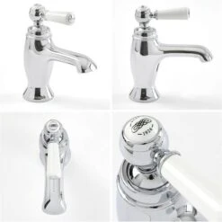 Milano Elizabeth - Traditional Mono Basin Mixer Tap With Lever Handle - Chrome & White 10 Milano Elizabeth - Traditional Mono Basin Mixer Tap With Lever Handle - Chrome & White -Home Sale Shop 15795300 4