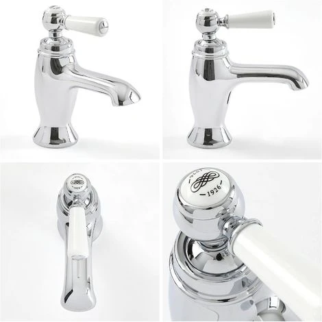 Milano Elizabeth - Traditional Mono Basin Mixer Tap With Lever Handle - Chrome & White 6 Milano Elizabeth - Traditional Mono Basin Mixer Tap With Lever Handle - Chrome & White - Image 4