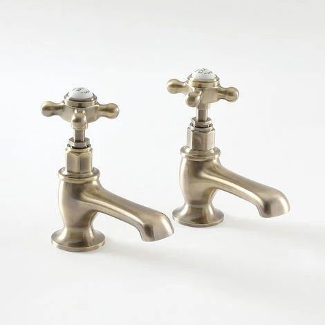 Milano Elizabeth - Traditional Bathroom Basin Pillar Taps - Brushed Gold (Crosshead Handles) 3 Milano Elizabeth - Traditional Bathroom Basin Pillar Taps - Brushed Gold (Crosshead Handles)