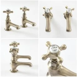 Milano Elizabeth - Traditional Bathroom Basin Pillar Taps - Brushed Gold (Crosshead Handles) 10 Milano Elizabeth - Traditional Bathroom Basin Pillar Taps - Brushed Gold (Crosshead Handles) -Home Sale Shop 15847742 4