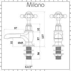 Milano Elizabeth - Traditional Bathroom Basin Pillar Taps - Brushed Gold (Crosshead Handles) 11 Milano Elizabeth - Traditional Bathroom Basin Pillar Taps - Brushed Gold (Crosshead Handles) -Home Sale Shop 15847742 5