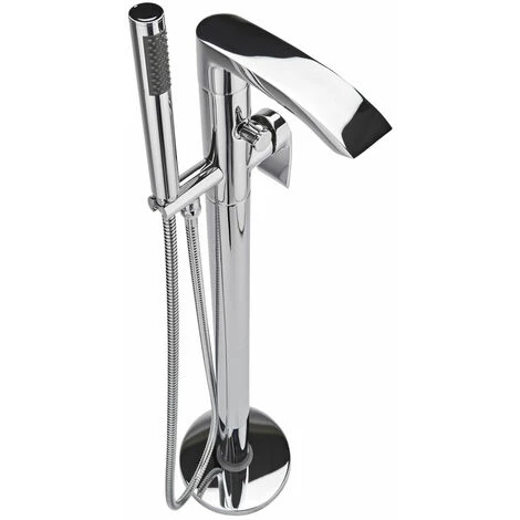 Milano Razor - Modern Freestanding Bath Shower Mixer Tap With Hand Shower Handset - Chrome 4 Milano Razor - Modern Freestanding Bath Shower Mixer Tap With Hand Shower Handset - Chrome - Image 2