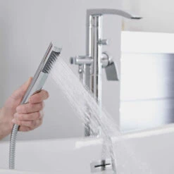 Milano Razor - Modern Freestanding Bath Shower Mixer Tap With Hand Shower Handset - Chrome 10 Milano Razor - Modern Freestanding Bath Shower Mixer Tap With Hand Shower Handset - Chrome -Home Sale Shop 15877082 4