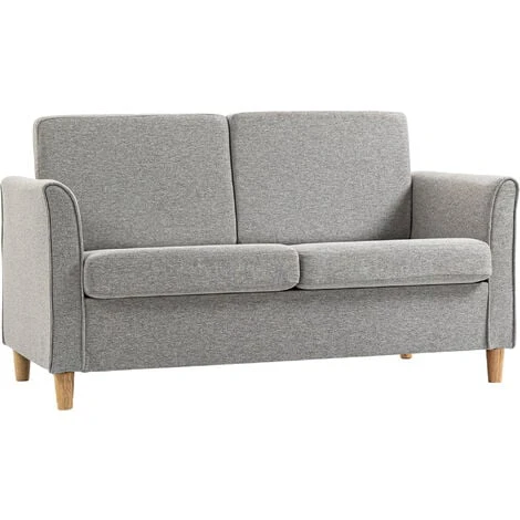 HOMCOM Double Seat Sofa Linen Upholstery Loveseat Couch W/ Armrests, Light Grey 3 HOMCOM Double Seat Sofa Linen Upholstery Loveseat Couch W/ Armrests, Light Grey