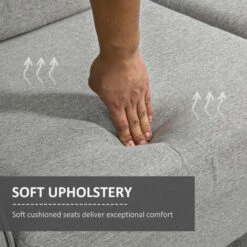 HOMCOM Double Seat Sofa Linen Upholstery Loveseat Couch W/ Armrests, Light Grey 10 HOMCOM Double Seat Sofa Linen Upholstery Loveseat Couch W/ Armrests, Light Grey -Home Sale Shop 15918549 4