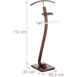 Relaxdays Valet Stand With Walnut Look, Wooden & Metal Butler, Clothes Rack HWD 112 X 46.5 X 33 Cm, Dark Brown -Home Sale Shop 16119530 4