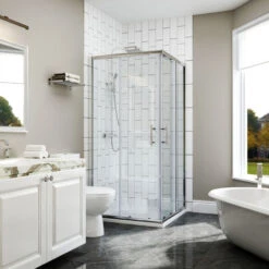 ELEGANT 800 X 800 Mm Shower Enclosure Corner Entry Shower Cubicle Square Sliding Doors
