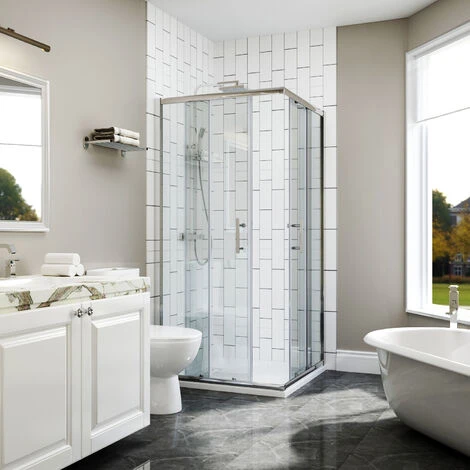 ELEGANT 800 X 800 Mm Shower Enclosure Corner Entry Shower Cubicle Square Sliding Doors 4 ELEGANT 800 X 800 Mm Shower Enclosure Corner Entry Shower Cubicle Square Sliding Doors - Image 2