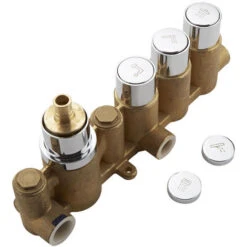 Milano Orta - Modern Two Outlet Push Button Thermostatic Shower Mixer Valve With 400mm Round Ceiling Mounted Recessed Rainfall Shower Head And Hand Shower Handset Kit - Chrome -Home Sale Shop 16594549 4