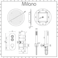 Milano Orta - Modern Two Outlet Push Button Thermostatic Shower Mixer Valve With 400mm Round Ceiling Mounted Recessed Rainfall Shower Head And Hand Shower Handset Kit - Chrome -Home Sale Shop 16594549 5