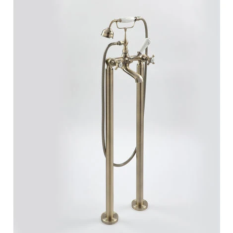 Milano Elizabeth - Traditional Freestanding Bath Shower Mixer Tap - Brushed Gold (Crosshead Handles) 3 Milano Elizabeth - Traditional Freestanding Bath Shower Mixer Tap - Brushed Gold (Crosshead Handles)