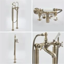 Milano Elizabeth - Traditional Freestanding Bath Shower Mixer Tap - Brushed Gold (Crosshead Handles) 10 Milano Elizabeth - Traditional Freestanding Bath Shower Mixer Tap - Brushed Gold (Crosshead Handles) -Home Sale Shop 16649118 4