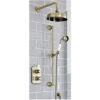 Milano Elizabeth - Traditional 2 Outlet Twin Diverter Thermostatic Mixer Shower Valve With Round Rainfall Shower Head And Riser Rail Kit - Brushed Gold 2 Milano Elizabeth - Traditional 2 Outlet Twin Diverter Thermostatic Mixer Shower Valve With Round Rainfall Shower Head And Riser Rail Kit - Brushed Gold -Home Sale Shop 17034829 1