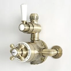 Milano Elizabeth - Traditional Exposed Twin Thermostatic Mixer Shower Valve - Brushed Gold