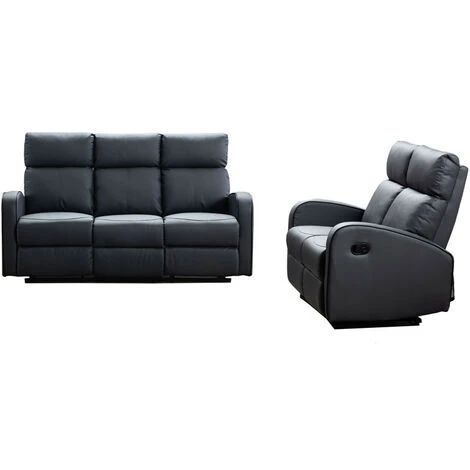 Boston Grey Leather 3+2 Seater Recliner Sofa Set 3 Boston Grey Leather 3+2 Seater Recliner Sofa Set