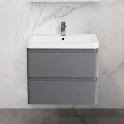 Home Sale Shop 28 Wall Hung Drawer Vanity Unit Basin Bathroom Storage Furniture 600mm Gloss Grey
