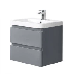 Wall Hung Drawer Vanity Unit Basin Bathroom Storage Furniture 600mm Gloss Grey 10 Wall Hung Drawer Vanity Unit Basin Bathroom Storage Furniture 600mm Gloss Grey -Home Sale Shop 18016800 4