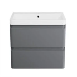 Wall Hung Drawer Vanity Unit Basin Bathroom Storage Furniture 600mm Gloss Grey 11 Wall Hung Drawer Vanity Unit Basin Bathroom Storage Furniture 600mm Gloss Grey -Home Sale Shop 18016800 5