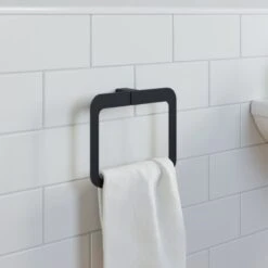 Bathroom WC Set Towel Ring Toilet Roll Holder Robe Hook Black Square Wall Mount 9 Bathroom WC Set Towel Ring Toilet Roll Holder Robe Hook Black Square Wall Mount -Home Sale Shop 18081006 3