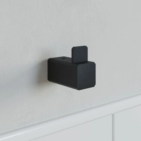 Bathroom WC Set Towel Ring Toilet Roll Holder Robe Hook Black Square Wall Mount 6 Bathroom WC Set Towel Ring Toilet Roll Holder Robe Hook Black Square Wall Mount - Image 4