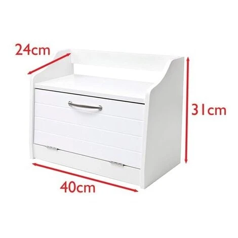 Minack Wooden Bread Bin In White // Freestanding Worktop Storage Box With Shelf 4 Minack Wooden Bread Bin In White // Freestanding Worktop Storage Box With Shelf - Image 2