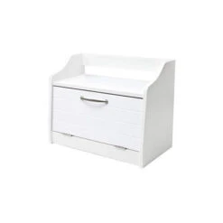 Minack Wooden Bread Bin In White // Freestanding Worktop Storage Box With Shelf 9 Minack Wooden Bread Bin In White // Freestanding Worktop Storage Box With Shelf -Home Sale Shop 18248071 3