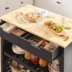 SoBuy Kitchen Storage Trolley Kitchen Storage Shelf Kitchen Breakfast Dining Bar Table FKW74-SCH -Home Sale Shop 18265361 5